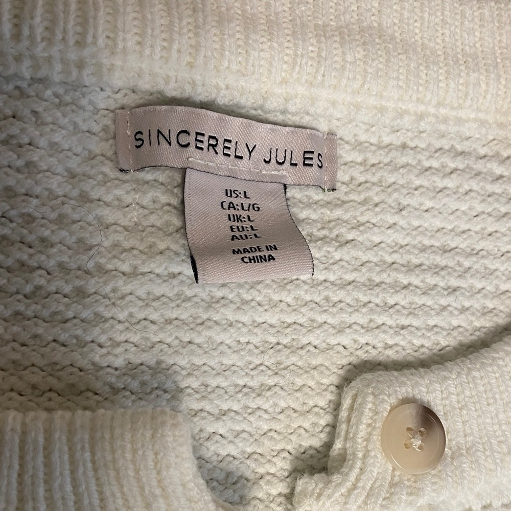 Sincerely Jules Cream Knit Button Sweater - Picture 2 of 3